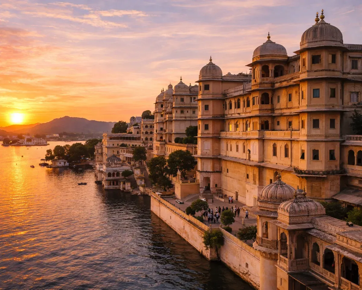 Udaipur lake and city view